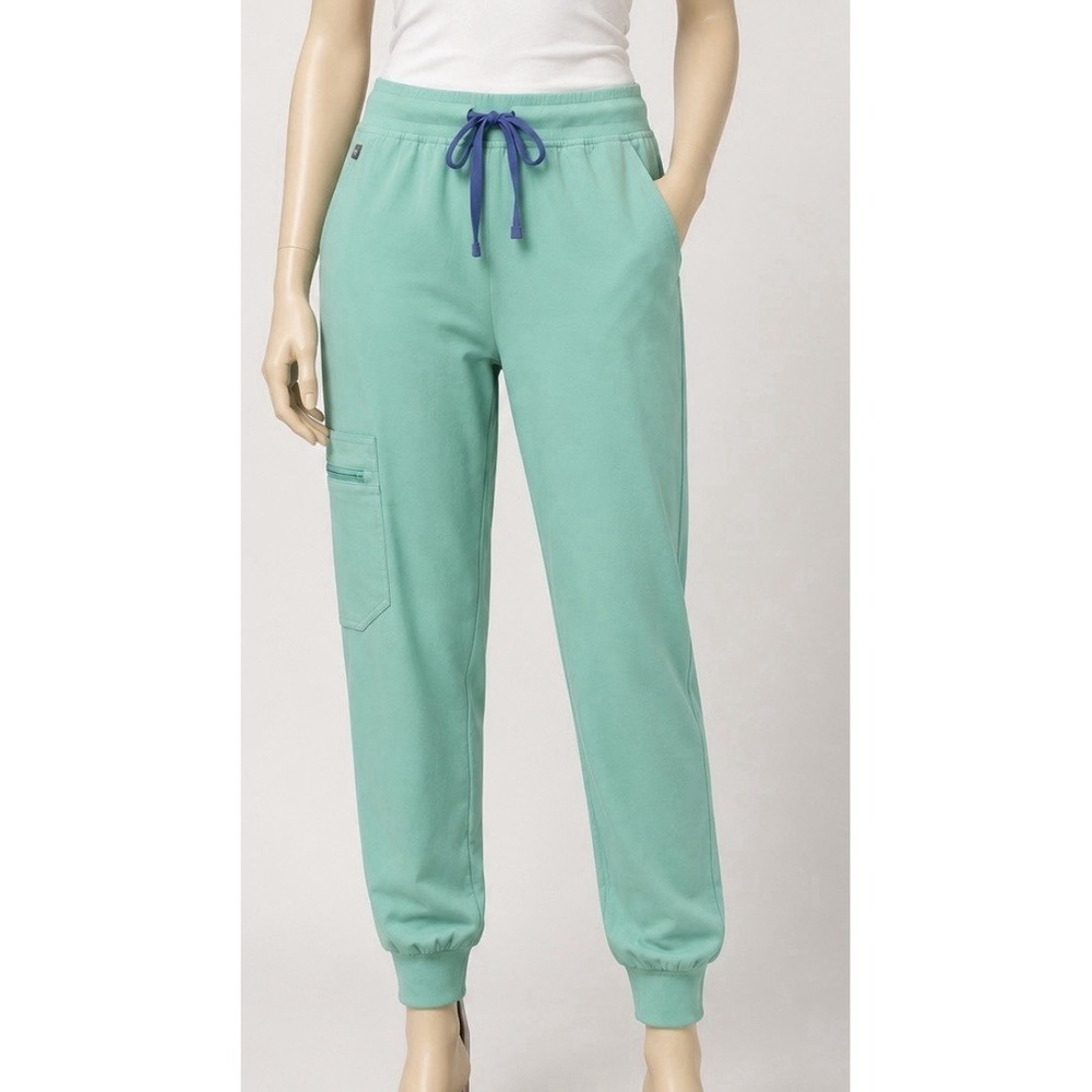 FIGS Women's Zamora Jogger Scrubs Bottoms Light Blue/Green Size Medium Petite M